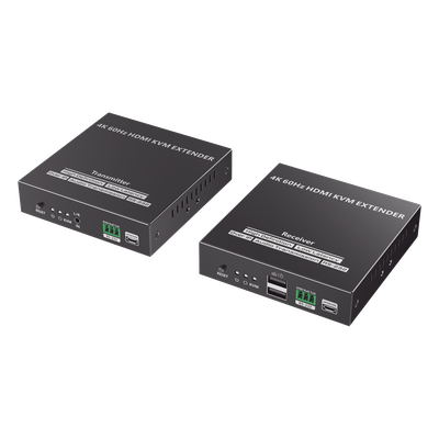 Kit Extensor KVM (HDMI y USB) hasta 120 metros | Transmite el Video y Controla tu DVR vía USB a distancia | Soporta resolución 4K @60Hz | Cat 6, 6a y 7 | Salida Loop en el Tx para visualización local