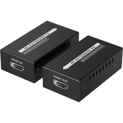 Kit extensor HDMI de tamaño mini | 4K60Hz a  60 metros | Solo requiere alimentación TX |  Sobre CAT6/CAT6A/CAT7 |