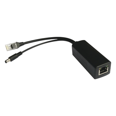 Cable divisor PoE pasivo de 48-55 Vcc @ 12 Vcc, 2 A. Aplicaciones como adaptar micrófonos en cámaras IP