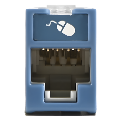 Jack Ultramax Cat5e, UTP, Montaje Híbrido en Placa de Pared (Plano y Angulado), Color Azul, Punch Down