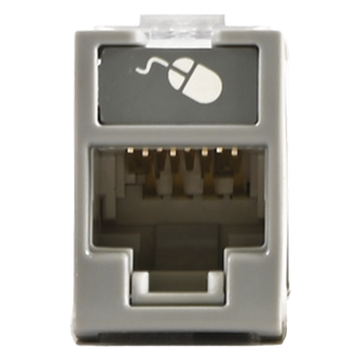 Jack Ultramax Cat6, UTP, Montaje Híbrido en Placa de Pared (Plano y Angulado), Color Gris, Punch Down