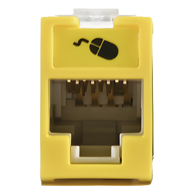 Jack Ultramax Cat6a, Utp, Montaje Híbrido en Placa de Pared (Plano y Angulado), Color Amarillo, Punch Down