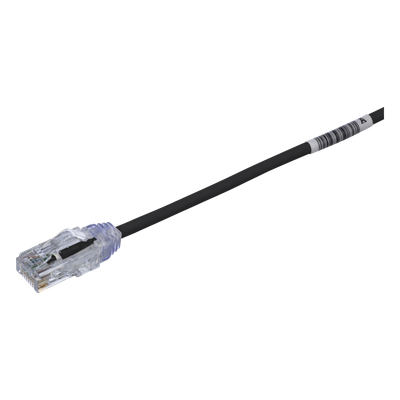 Cable de Parcheo TX6, UTP Cat6, Diámetro Reducido (28AWG), Color Negro, 0.5 Metros (1.64 Pies)