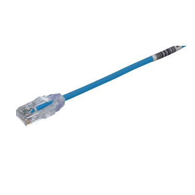 Cable de Parcheo TX6, UTP Cat6, Diámetro Reducido (28AWG), Color Azul, 30.48 Metros (100 Pies)