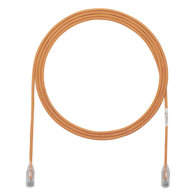 Cable de Parcheo TX6, UTP Cat6, Diámetro Reducido (28AWG), Color Naranja, 3.05 Metros (10 Pies)