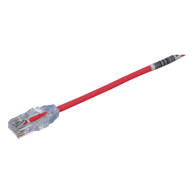 Cable de Parcheo TX6, UTP Cat6, Diámetro Reducido (28AWG), Color Rojo, 4.57 Metros (15 Pies)