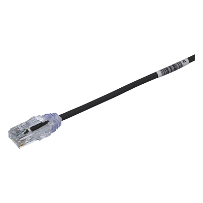 Cable de Parcheo TX6, UTP Cat6, Diámetro Reducido (28AWG), Color Negro, 0.3 Metros (1 Pie)