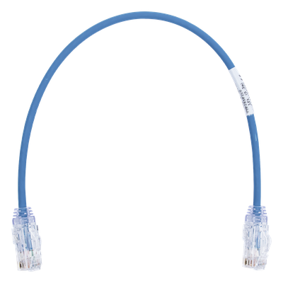 Cable de Parcheo TX6, UTP Cat6, Diámetro Reducido (28AWG), Color Azul, 0.3 Metros (1 Pie)
