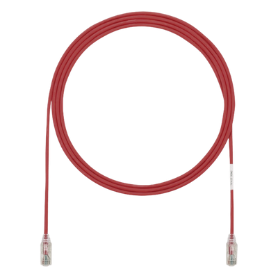 Cable de Parcheo TX6, UTP Cat6, Diámetro Reducido (28AWG), Color Rojo, 0.3 Metros (1 Pie)