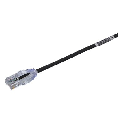 Cable de Parcheo TX6, UTP Cat6, Diámetro Reducido (28AWG), Color Negro, 6.1 Metros (20 Pies)