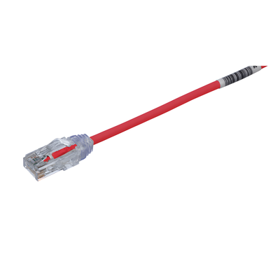 Cable de Parcheo TX6, UTP Cat6, Diámetro Reducido (28AWG), Color Rojo, 6.1 Metros (20 Pies)