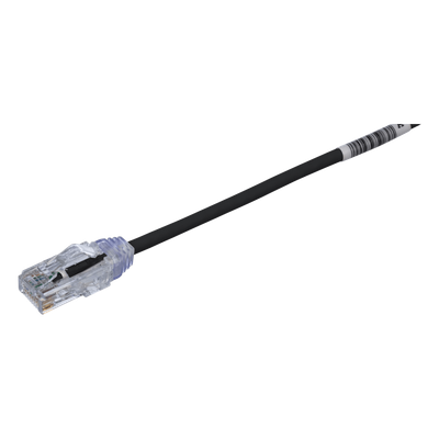 Cable de Parcheo TX6, UTP Cat6, Diámetro Reducido (28AWG), Color Negro, 16.76 Metros (55 Pies)