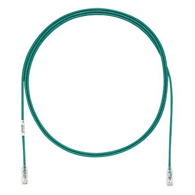Cable de Parcheo TX6, UTP Cat6, Diámetro Reducido (28AWG), Color Verde, 2.13 Metros (7 Pies)
