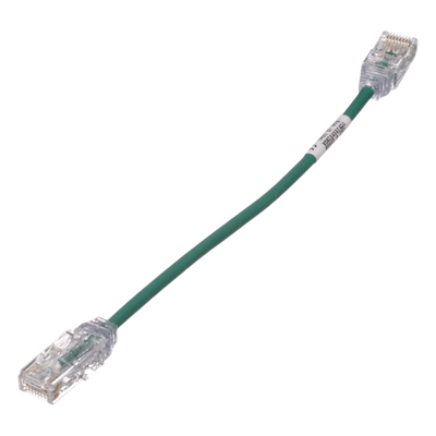 Cable de Parcheo TX6, UTP Cat6, Diámetro Reducido (28AWG), Color Verde, 20.2 cm (8 Pulgadas)