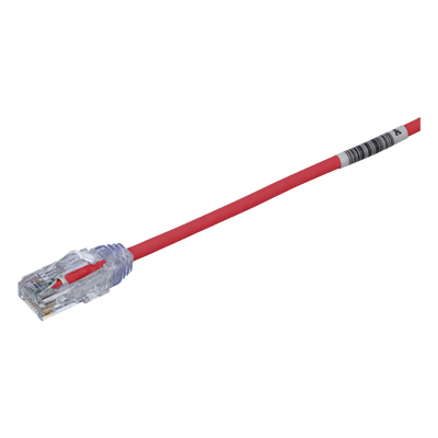 Cable de Parcheo TX6, UTP Cat6, Diámetro Reducido (28AWG), Color Rojo, 20.2 cm (8 Pulgadas)