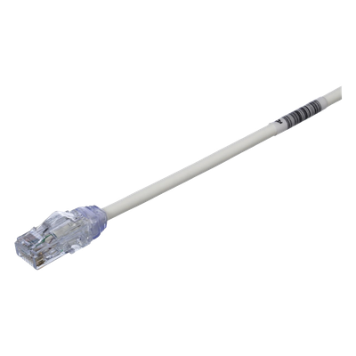 Cable de Parcheo UTP Cat6A, CM/LSZH, Diámetro Reducido (28AWG), Color Blanco Mate, 0.3 Metros (1 Pie)
