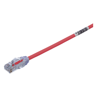 Cable de Parcheo UTP Cat6A, CM/LSZH, Diámetro Reducido (28AWG), Color Rojo, 3.05 Metros (10 Pies)