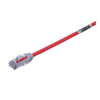 Cable de Parcheo UTP Cat6A, CM/LSZH, Diámetro Reducido (28AWG), Color Rojo, 4.57 Metros (15 Pies)