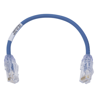 Cable de Parcheo UTP Cat6A, CM/LSZH, Diámetro Reducido (28AWG), Color Azul, 0.3 Metros (1 Pie)