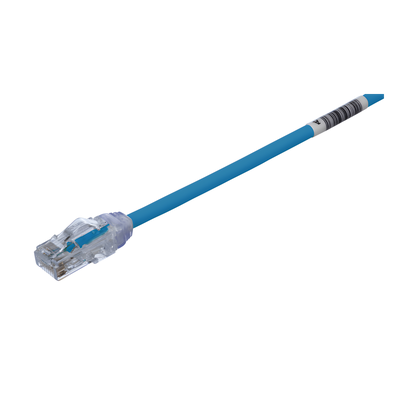 Cable de Parcheo UTP Cat6A, CM/LSZH, Diámetro Reducido (28AWG), Color Azul, 0.61 Metros (2 Pies)
