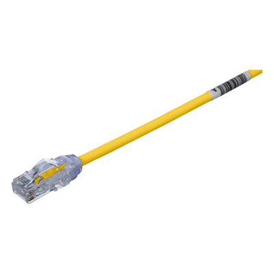 Cable de Parcheo UTP Cat6A, CM/LSZH, Diámetro Reducido (28AWG), Color Amarillo, 0.61 Metros (2 Pies)
