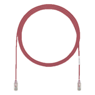 Cable de Parcheo UTP Cat6A, CM/LSZH, Diámetro Reducido (28AWG), Color Rojo, 0.91 Metros (3 Pies)