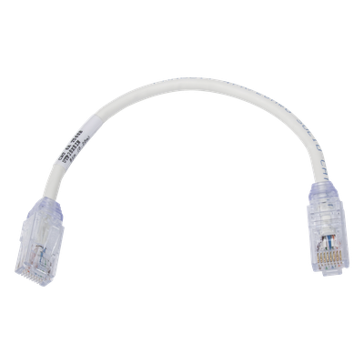 Cable de Parcheo UTP, Cat6A, Diámetro Reducido (28 AWG), CM/LSZH, Color Blanco Mate, 20.3 cm (8 Pulgadas)