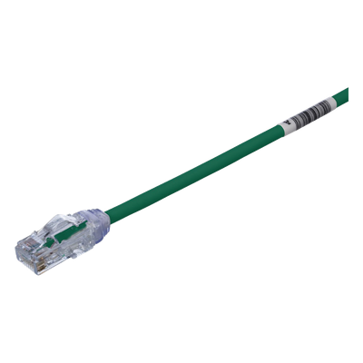 Cable de Parcheo UTP, Cat6A, Diámetro Reducido (28 AWG), CM/LSZH, Color Verde, 20.3 cm (8 Pulgadas)