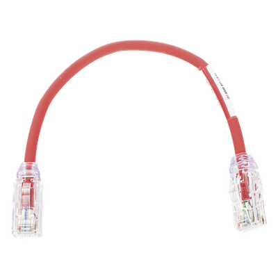 Cable de Parcheo UTP, Cat6A, Diámetro Reducido (28 AWG), CM/LSZH, Color Rojo, 20.3 cm (8 Pulgadas)