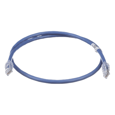 Cable de Parcheo UTP, Cat6A, 24 AWG, CM, Color Azul, 0.3 Metros (1 Pie)