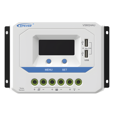 Controlador Solar PWM / 60A / 12/24V / Doble USB / Pantalla LCD / Tierra Positivo Común