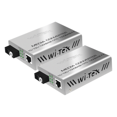 Convertidor de medios / Hasta 20 Km / 1 puerto SC/UPC 1000Mbps / 1 puerto RJ45 1000Mbps / WL: Tx 1310nm – Rx 1550nm / incluye 2 piezas A y B