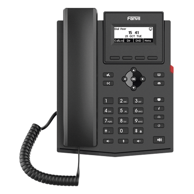 Teléfono IP / 2 Líneas SIP / Pantalla LCD 2.3″ 132×64 / Audio HD G.722 y Opus / Conferencia 6 Vías / PoE 802.3af / Puertos Ethernet Duales 10/100 / Soporte EHS