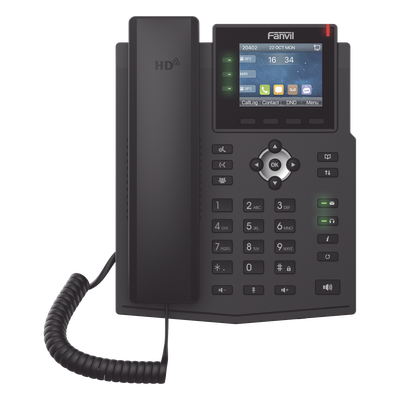 Teléfono IP / 6 Líneas SIP / Pantalla LCD a Color 2.8″ / Audio HD G.722 y Opus / Conferencia 3 Vías / Puertos Gigabit / PoE 802.3af / OpenVPN / IPv6