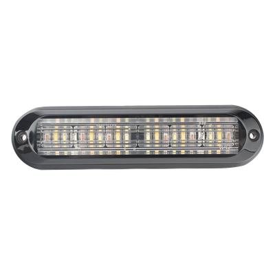 Luz Auxiliar, Ultra Brillante, IP67, 18 LEDs, Tricolor, Color Rojo/Claro/Ambar, con mica transparente y bisel negro