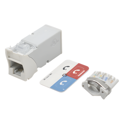 Jack Z-Max Cat6A, UTP, Montaje Híbrido en Placa de Pared (Plano y Angulado), Color Blanco, Versión Bulk (Sin Empaque Individual)