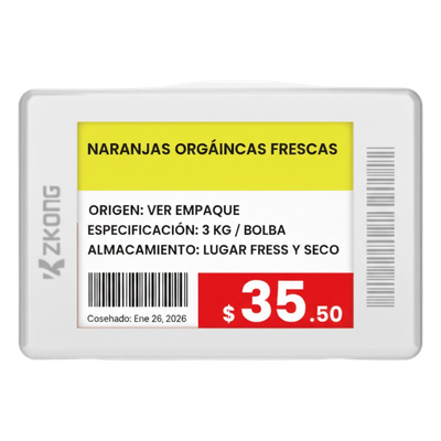 Etiqueta Electrónica de Estantería ESL 1.8 Pulgadas / Pantalla EPD a Color 224×168 píxeles / 4 Colores (Negro, Blanco, Rojo, Amarillo) / Batería 5 Años / Bluetooth LE 5.1 / Gestión en la Nube / NFC / CE ROHS FCC