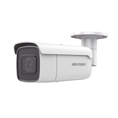Bala IP 8 Megapixel (4K) / Serie PRO + /  50 mts IR EXIR / Lente Mot. 2.8 a 12 mm / Ultra Baja Iluminación IP67 / IK10 / Videoanaliticos Integrados / WDR 120dB / Audio y Alarmas / PoE+