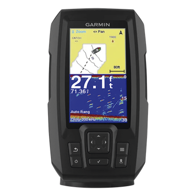 Fishfinder STRIKER™ Plus 4 con GPS Integrado / Pantalla QSVGA 272 x 480 píxeles / Frecuencias 50-200 kHz / Potencia 200 W RMS / Tecnología de Ganancia Automática / Sensor de Temperatura / Resistencia al Agua IPX7
