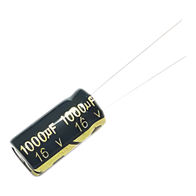 Capacitor Electrolítico de Aluminio, Radial de 1000 µFd, 16 Vcc, 105 °C, 10 x 15 mm.