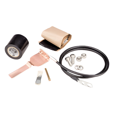 Kit de aterrizaje Estándar para cable coaxial de 1/4″, 3/8″, CNT-400, 9913. Longitud del conductor 60″.