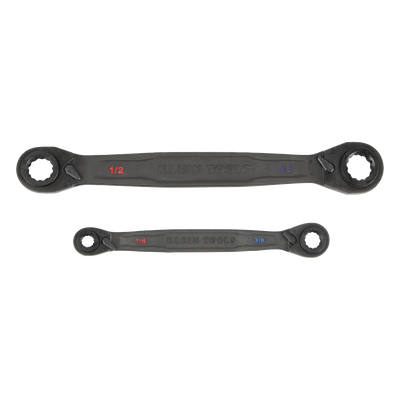 Juego de 2 llaves Estriadas de Matraca 4 en 1 con 8 Medidas Inglesas 1/2-5/8″, 3/4-9/16″, 1/4-3/8″, 7/16-5/16″