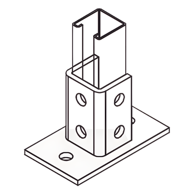 Base Rectangular con 2 perforaciones para Perfil Sencillo.