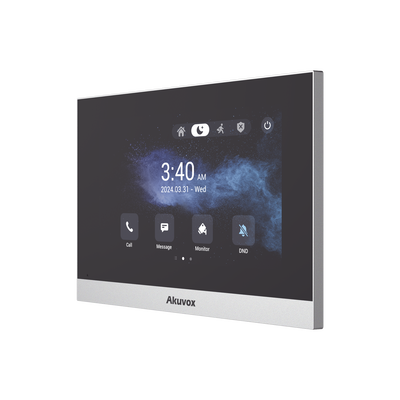 Monitor ANDROID / Soporta APP Android / Pantalla Touch Screen LCD 7″ / WiFi / Punto WIFI / Bluetooth / PoE / SIP / 8 Entradas de Alarma / 1 Salida de Relé / Comunicación con App de Familiares / Administración 100 % en la Nube