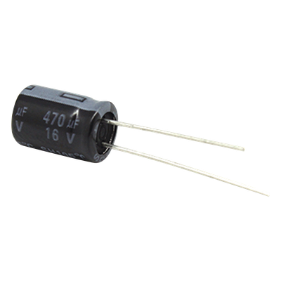 Capacitor Electrolítico de Aluminio, Radial de 470 µFd, 16 Vcc, 105 °C, 8.0 x 11 mm.
