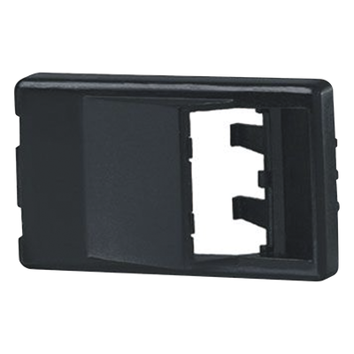 Placa de Mobiliario Modular Estándar, Salidas Para 2 Puertos Mini-Com Angulados, Color Negro