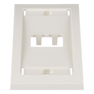Placa de Pared Vertical Ejecutiva, Salida Para 2 Puertos Mini-Com, Con Espacios Para Etiquetas, Color Blanco Mate