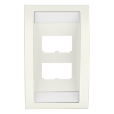 Placa de Pared Vertical Ejecutiva, Salida Para 4 Puertos Mini-Com, Con Espacios Para Etiquetas, Color Blanco Mate