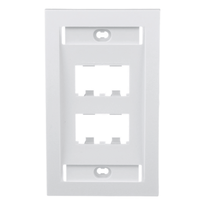 Placa de Pared Vertical Ejecutiva, Salida Para 4 Puertos Mini-Com, Con Espacios Para Etiquetas, Color Blanco