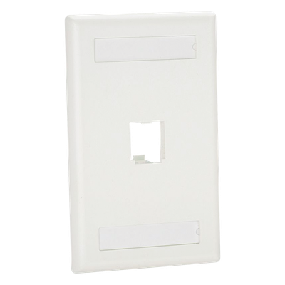 Placa de Pared Vertical Clásica, Salida Para 1 Puerto Mini-Com, Con Espacios Para Etiquetas, Color Blanco